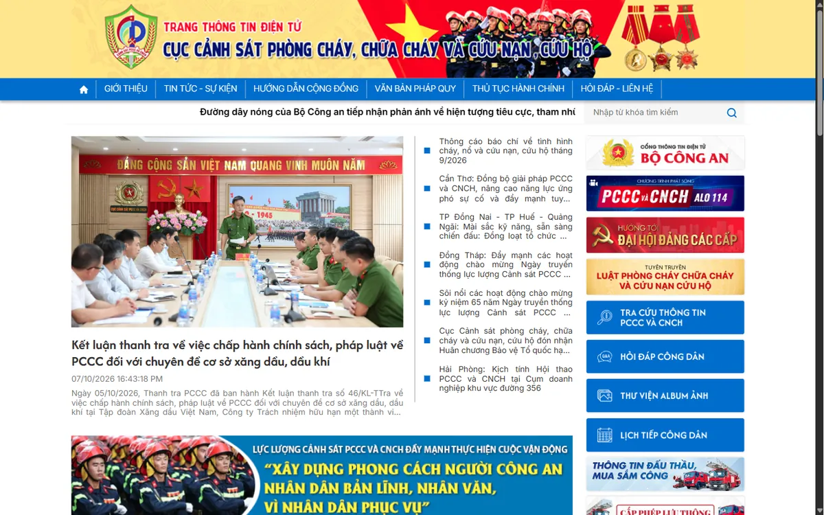 Cổng thông tin Cục Cảnh sát PCCC và CNCH