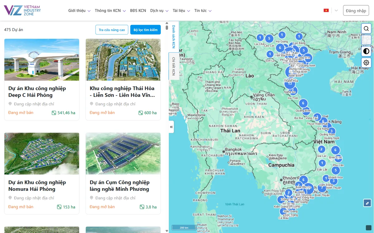 Bản đồ khu công nghiệp toàn quốc VietnamIZ